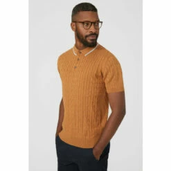 Maine Premium Pure Cotton Cable Knitted Polo For Male