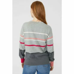 Maine Star Intarsia Stripe Cotton Crew Neck Jumper For Female -Maine New England Shop unnamed file 3238
