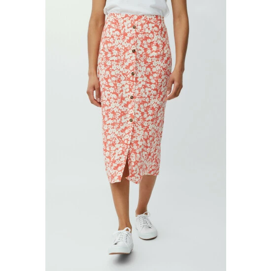 Maine Leafy Floral Print Button Through Midi Skirt For Female 4 Maine Leafy Floral Print Button Through Midi Skirt For Female - Image 2