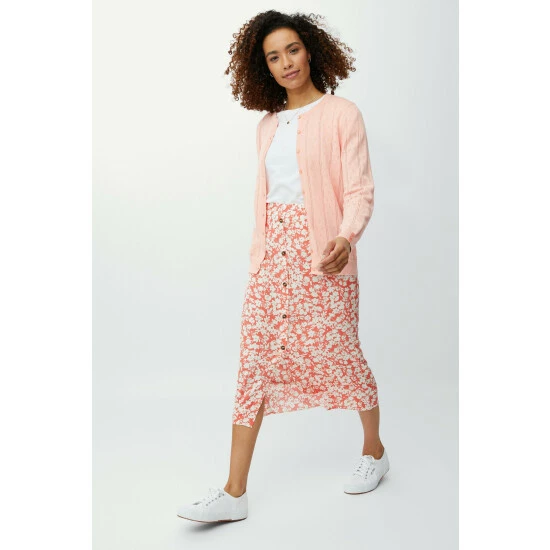 Maine Leafy Floral Print Button Through Midi Skirt For Female 7 Maine Leafy Floral Print Button Through Midi Skirt For Female - Image 5