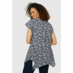 Maine Drop Shoulder Floral Print Hanky Hem Top For Female -Maine New England Shop unnamed file 3339