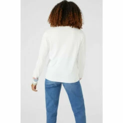 Maine Stripe Cuff Puff Sleeve Crew Neck Jumper For Female -Maine New England Shop unnamed file 3424