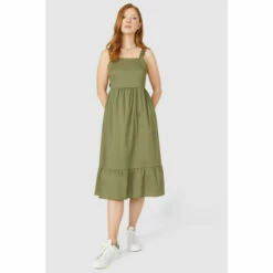 Maine Strappy Tiered Cotton Dress For Female