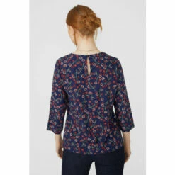 Maine Floral Printed Keyhole Scoop Neck Top For Female -Maine New England Shop unnamed file 3547