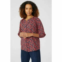 Maine V Neck Button Through Printed Top For Female