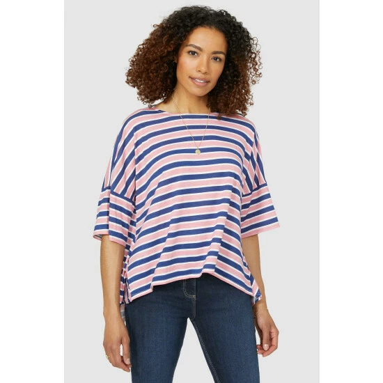 Maine Batwing Printed Stripe Hanky Hem Top For Female 3 Maine Batwing Printed Stripe Hanky Hem Top For Female