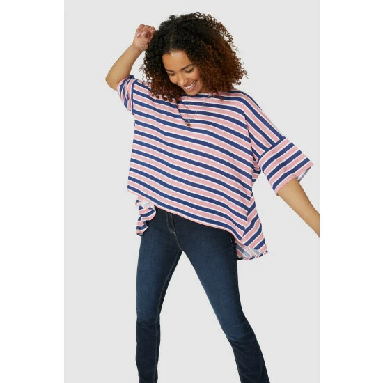 Maine Batwing Printed Stripe Hanky Hem Top For Female 7 Maine Batwing Printed Stripe Hanky Hem Top For Female - Image 5