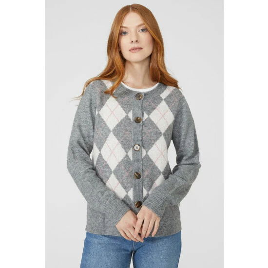 Maine Argyle Button Through Crew Neck Cardigan For Female 8 Maine Argyle Button Through Crew Neck Cardigan For Female - Image 6