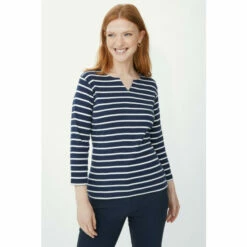 Maine Breton Stripe Notch Neck Top For Female -Maine New England Shop unnamed file 3669