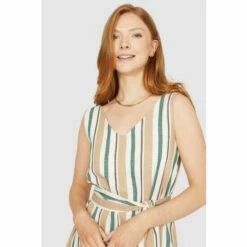 Maine Striped Linen Dress For Female -Maine New England Shop unnamed file 3673