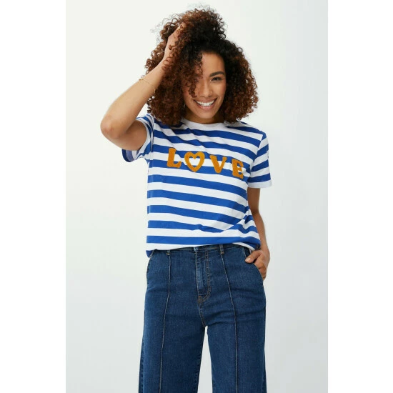 Maine Love Applique Logo Print Stripe T-shirt For Female 10 Maine Love Applique Logo Print Stripe T-shirt For Female - Image 8