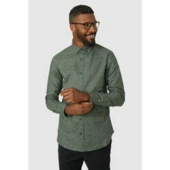 Maine Long Sleeve Leaf Print Oxford Shirt For Male -Maine New England Shop unnamed file 3719