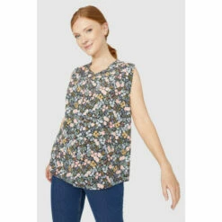 Maine Sleeveless Floral Print Button Through Top For Female -Maine New England Shop unnamed file 3724
