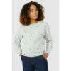 Maine All Over Embroided Star Sweat For Female
