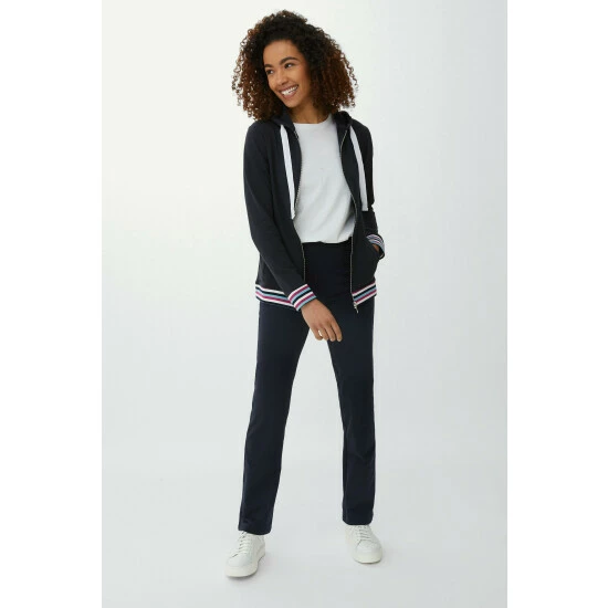 Maine Stripe Trim Hooded Zip Through Sweat Top For Female 4 Maine Stripe Trim Hooded Zip Through Sweat Top For Female - Image 2