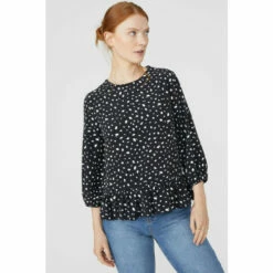 Maine Printed Frill Detail Top For Female -Maine New England Shop unnamed file 3871