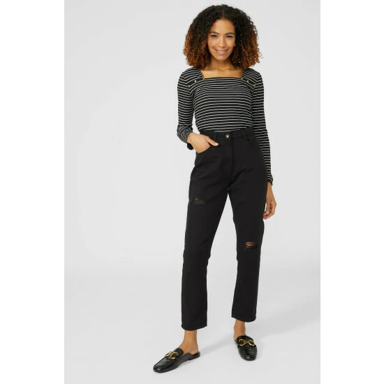 Maine Long Sleeve Square Neck Stripe Tee For Female 5 Maine Long Sleeve Square Neck Stripe Tee For Female - Image 3