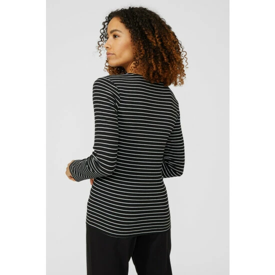 Maine Long Sleeve Square Neck Stripe Tee For Female 6 Maine Long Sleeve Square Neck Stripe Tee For Female - Image 4