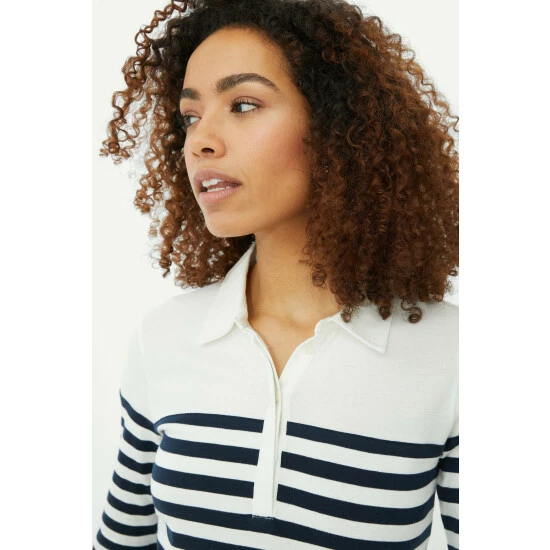 Maine Plain Yoke Stripe Collar Top For Female 5 Maine Plain Yoke Stripe Collar Top For Female - Image 3