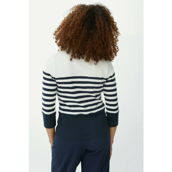 Maine Plain Yoke Stripe Collar Top For Female 6 Maine Plain Yoke Stripe Collar Top For Female - Image 4