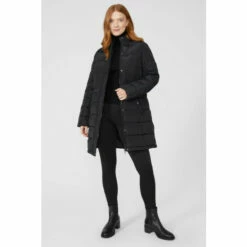 Maine Funnel Neck Quilted Padded Coat For Female