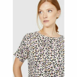 Maine Leopard Print Keyhole Scoop Neck Top For Female -Maine New England Shop unnamed file 3984