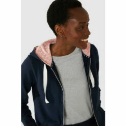 Maine Hooded Diamond Quilt Pocket Zip Thru Sweat For Female