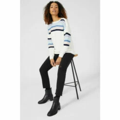 Maine Shoulder Placement Stripe Crew Neck Jumper For Female -Maine New England Shop unnamed file 4195