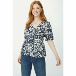 Maine Bold Floral Print Frill Hem Top For Female -Maine New England Shop unnamed file 4202