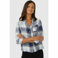 Maine Roll Sleeve Check Collar Shirt For Female -Maine New England Shop unnamed file 4232