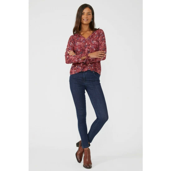 Maine Tie Sleeve Elderberry Print V Neck Top For Female 9 Maine Tie Sleeve Elderberry Print V Neck Top For Female - Image 7