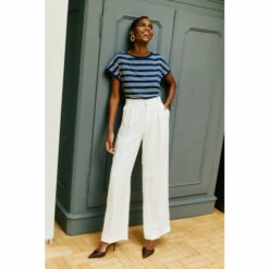 Maine Stripe Slash Neck Top For Female