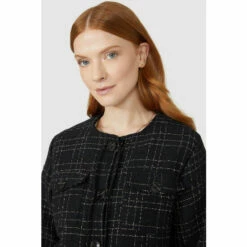 Maine Check Collarless Jacket For Female -Maine New England Shop unnamed file 432