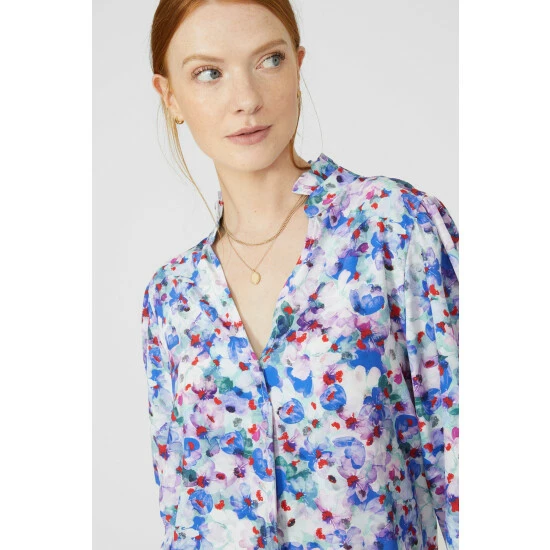 Maine Floral Print V Neck Blouse For Female 5 Maine Floral Print V Neck Blouse For Female - Image 3
