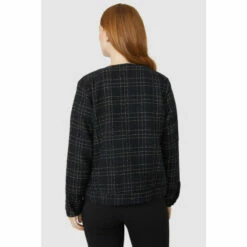 Maine Check Collarless Jacket For Female -Maine New England Shop unnamed file 433