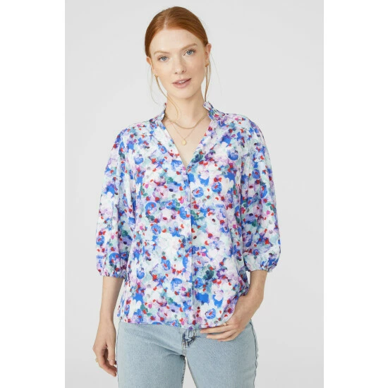 Maine Floral Print V Neck Blouse For Female 8 Maine Floral Print V Neck Blouse For Female - Image 6