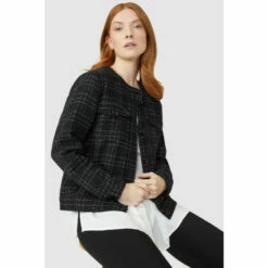 Maine Check Collarless Jacket For Female -Maine New England Shop unnamed file 434