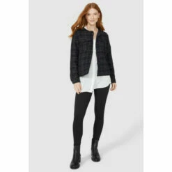 Maine Check Collarless Jacket For Female -Maine New England Shop unnamed file 435