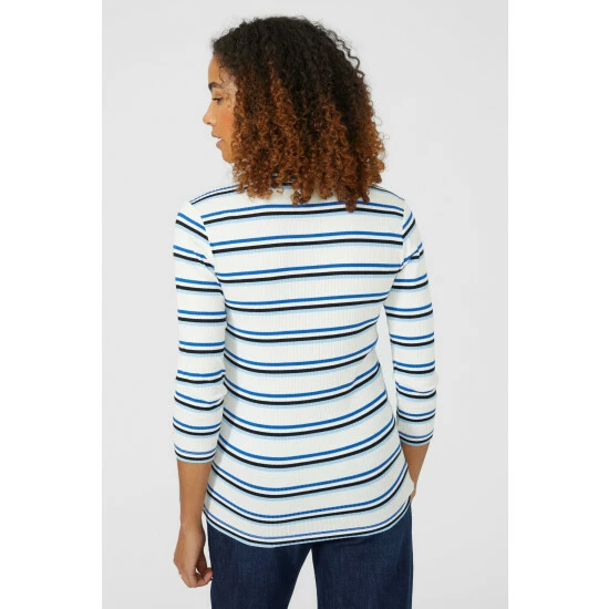 Maine Square Neck Rib Stripe Tee For Female 6 Maine Square Neck Rib Stripe Tee For Female - Image 4