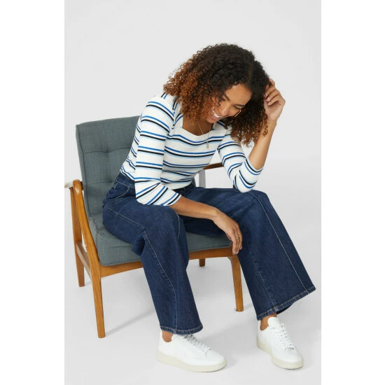 Maine Square Neck Rib Stripe Tee For Female 7 Maine Square Neck Rib Stripe Tee For Female - Image 5