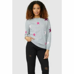 Maine All Over Star Intarsia Crew Neck Jumper For Female -Maine New England Shop unnamed file 4534