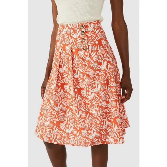 Maine Rustic Floral Print Slub Skirt For Female 4 Maine Rustic Floral Print Slub Skirt For Female - Image 2