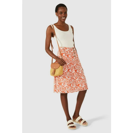 Maine Rustic Floral Print Slub Skirt For Female 6 Maine Rustic Floral Print Slub Skirt For Female - Image 4