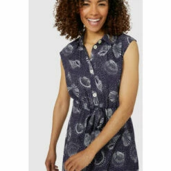Maine Shell Print Tie Waist Shirt Dress For Female -Maine New England Shop unnamed file 4580