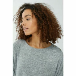 Maine Button Detail Scoop Neck Knit Jersey Top For Female -Maine New England Shop unnamed file 4597