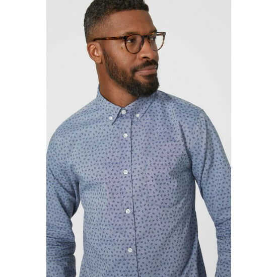 Maine Ditsy Print Long Sleeve Shirt For Male 2 Maine Ditsy Print Long Sleeve Shirt For Male