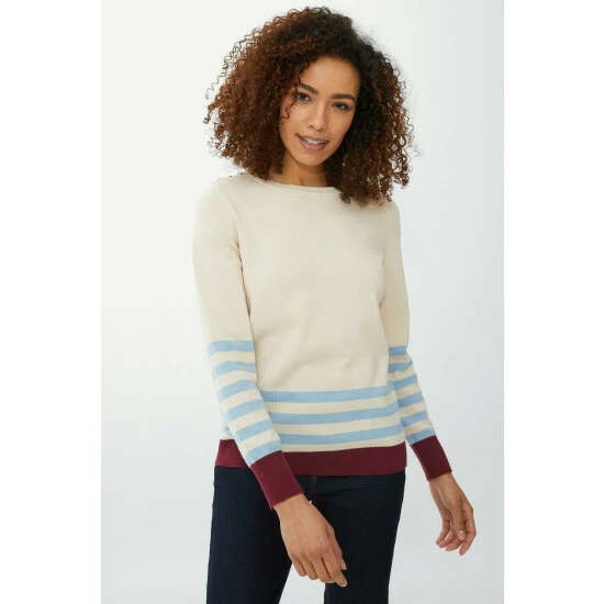 Maine Striped Hem Cotton Jumper For Female 2 Maine Striped Hem Cotton Jumper For Female