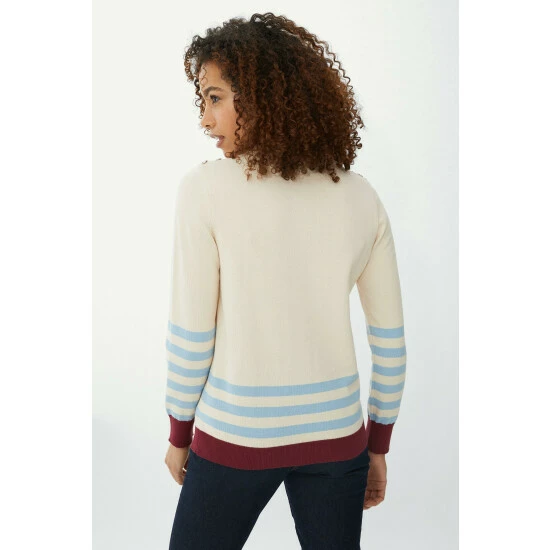 Maine Striped Hem Cotton Jumper For Female 5 Maine Striped Hem Cotton Jumper For Female - Image 4