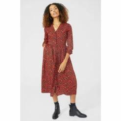 Maine Animal Print Button Through Midi Dress For Female