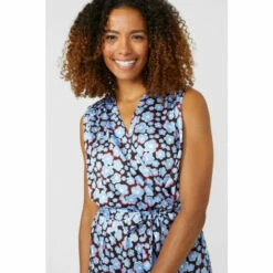Maine Sleeveless Ditsy Print Belted Wrap Dress For Female -Maine New England Shop unnamed file 541